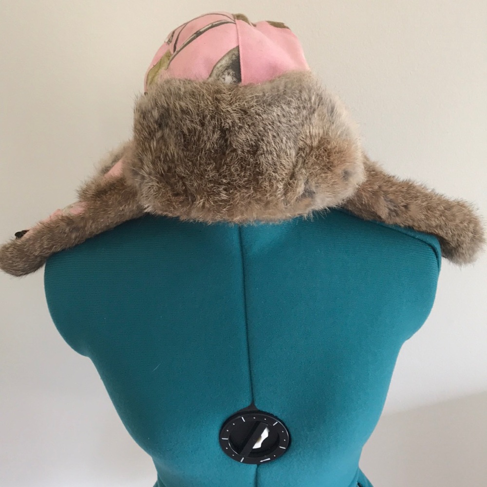 Mad Bomber Hat [Pink Camo. & Rabbit Fur]